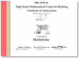 20届HiMCM一等奖(Meritorious,前26%) 20届HiMCM一等奖(Meritorious,前26%)